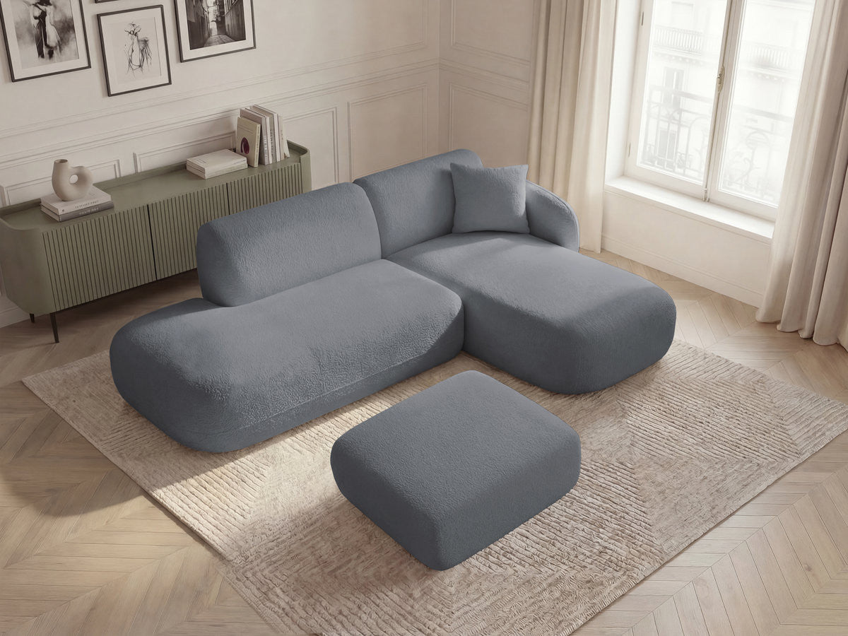 Anda - Canapé D'Angle Fixe Modulable Avec 1 Méridienne, 1 Chauffeuse Bout De Canapé Et 1 Pouf - Angle Droit