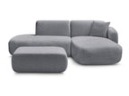 Anda - Canapé D'Angle Fixe Modulable Avec 1 Méridienne, 1 Chauffeuse Bout De Canapé Et 1 Pouf - Angle Droit