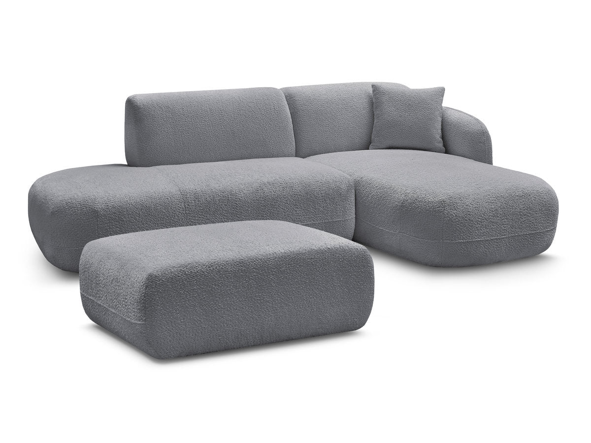 Anda - Canapé D'Angle Fixe Modulable Avec 1 Méridienne, 1 Chauffeuse Bout De Canapé Et 1 Pouf - Angle Droit