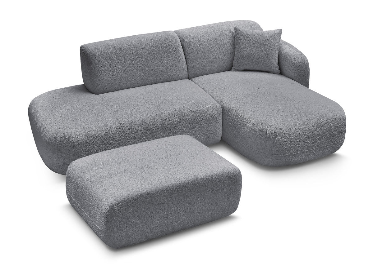 Anda - Canapé D'Angle Fixe Modulable Avec 1 Méridienne, 1 Chauffeuse Bout De Canapé Et 1 Pouf - Angle Droit