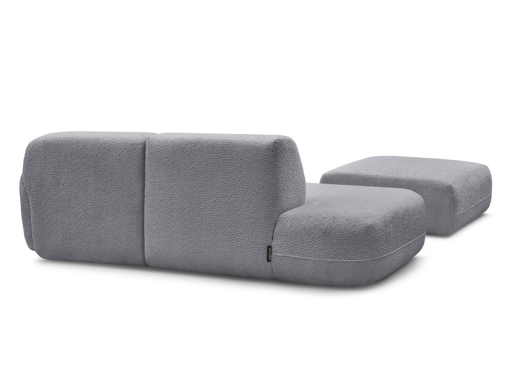 Anda - Canapé D'Angle Fixe Modulable Avec 1 Méridienne, 1 Chauffeuse Bout De Canapé Et 1 Pouf - Angle Droit