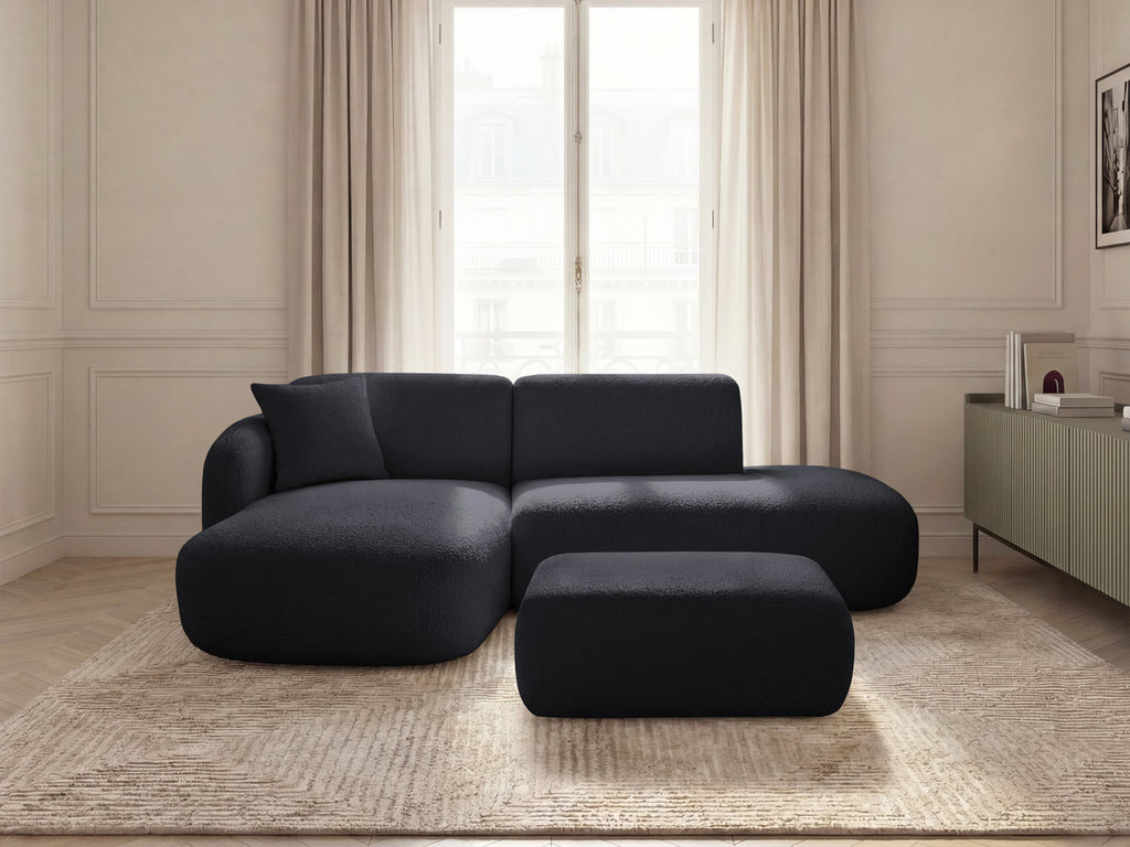 Anda - Canapé D'Angle Fixe Modulable Avec 1 Méridienne, 1 Chauffeuse Bout De Canapé Et 1 Pouf - Angle Gauche