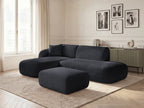 Anda - Canapé D'Angle Fixe Modulable Avec 1 Méridienne, 1 Chauffeuse Bout De Canapé Et 1 Pouf - Angle Gauche