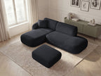 Anda - Canapé D'Angle Fixe Modulable Avec 1 Méridienne, 1 Chauffeuse Bout De Canapé Et 1 Pouf - Angle Gauche