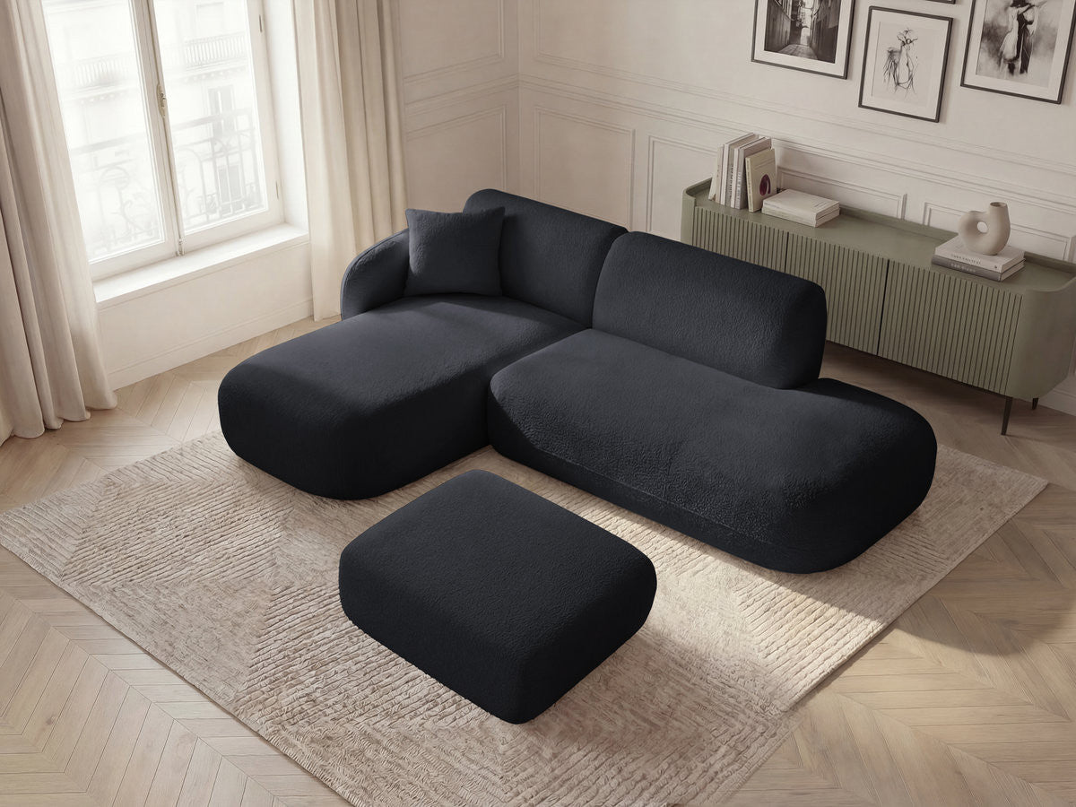 Anda - Canapé D'Angle Fixe Modulable Avec 1 Méridienne, 1 Chauffeuse Bout De Canapé Et 1 Pouf - Angle Gauche
