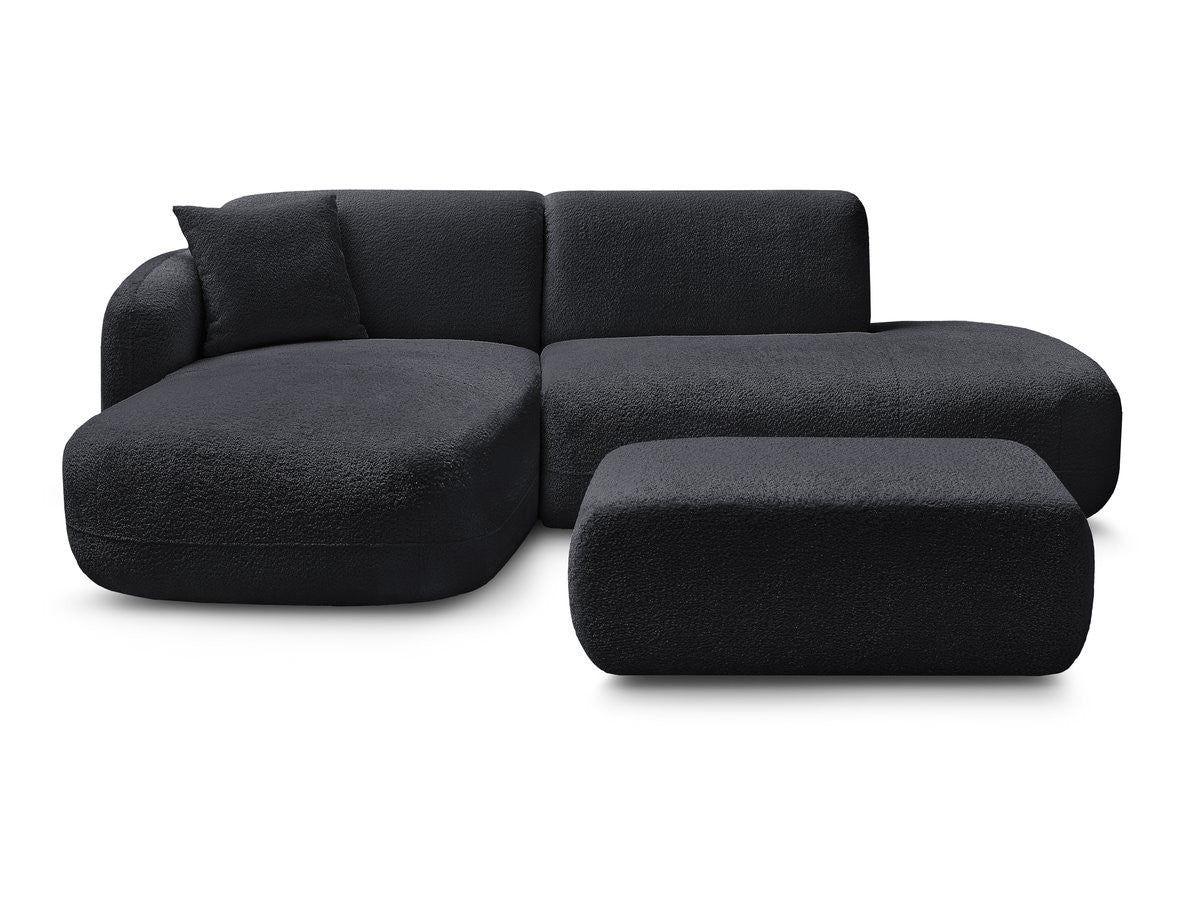 Anda - Canapé D'Angle Fixe Modulable Avec 1 Méridienne, 1 Chauffeuse Bout De Canapé Et 1 Pouf - Angle Gauche