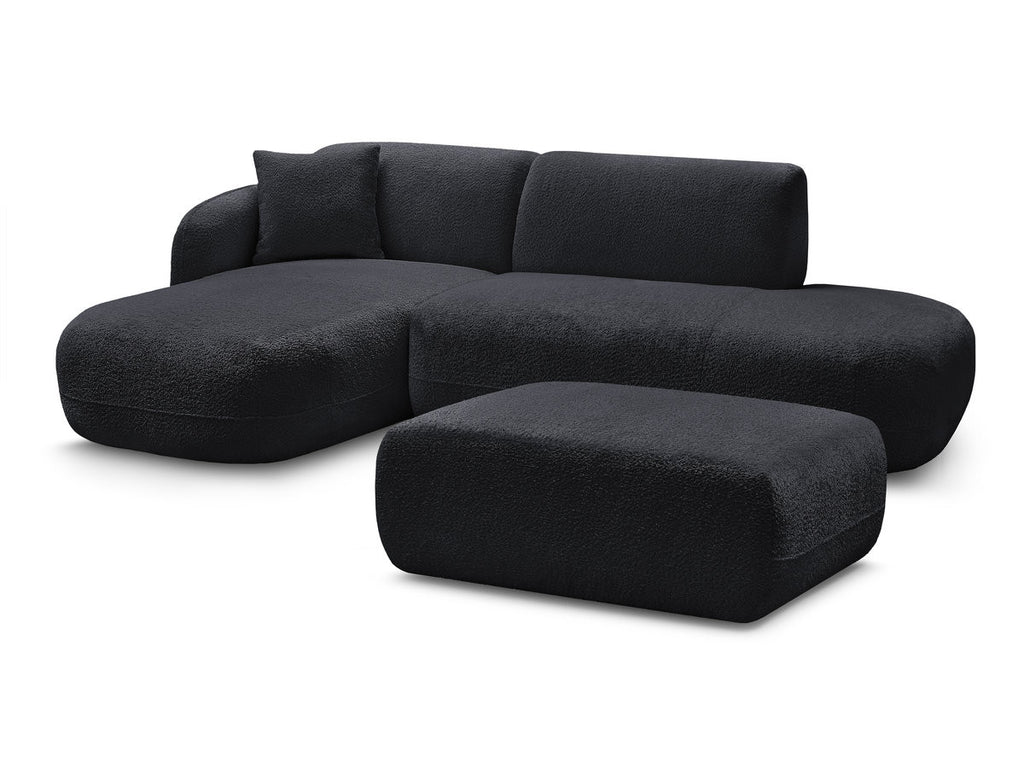 Anda - Canapé D'Angle Fixe Modulable Avec 1 Méridienne, 1 Chauffeuse Bout De Canapé Et 1 Pouf - Angle Gauche