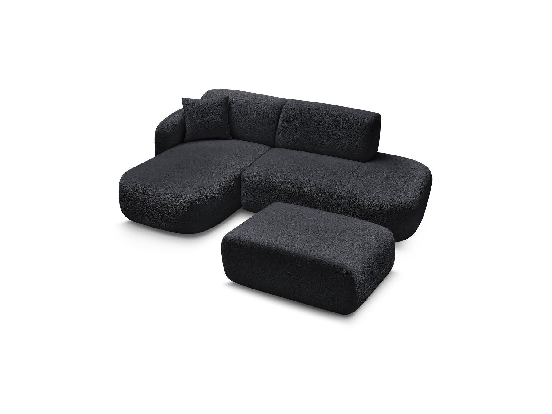 Anda - Canapé D'Angle Fixe Modulable Avec 1 Méridienne, 1 Chauffeuse Bout De Canapé Et 1 Pouf - Angle Gauche