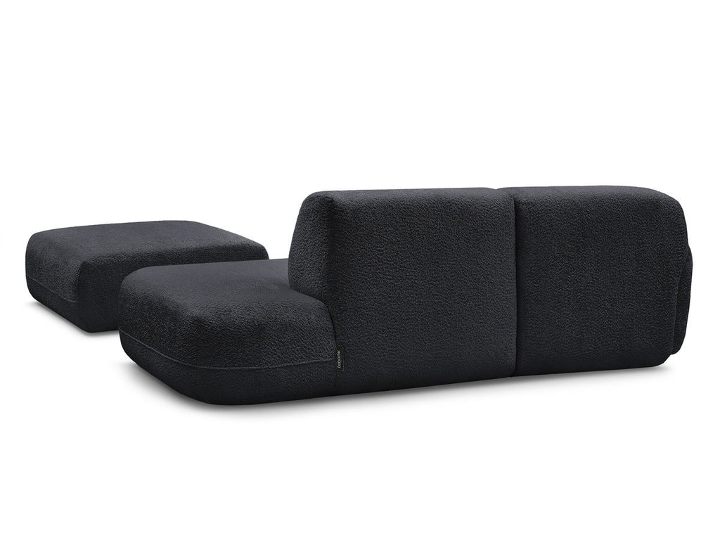 Anda - Canapé D'Angle Fixe Modulable Avec 1 Méridienne, 1 Chauffeuse Bout De Canapé Et 1 Pouf - Angle Gauche