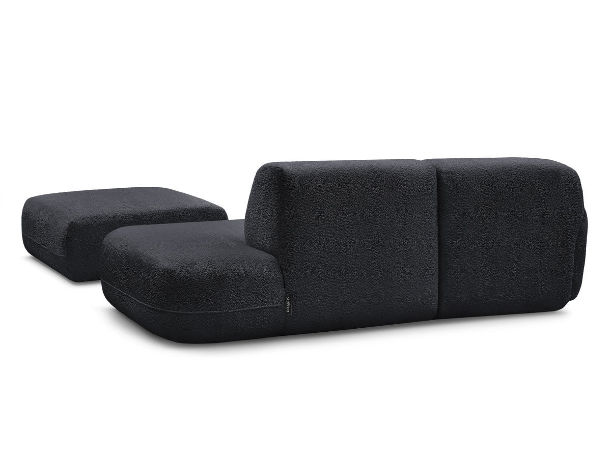 Anda - Canapé D'Angle Fixe Modulable Avec 1 Méridienne, 1 Chauffeuse Bout De Canapé Et 1 Pouf - Angle Gauche