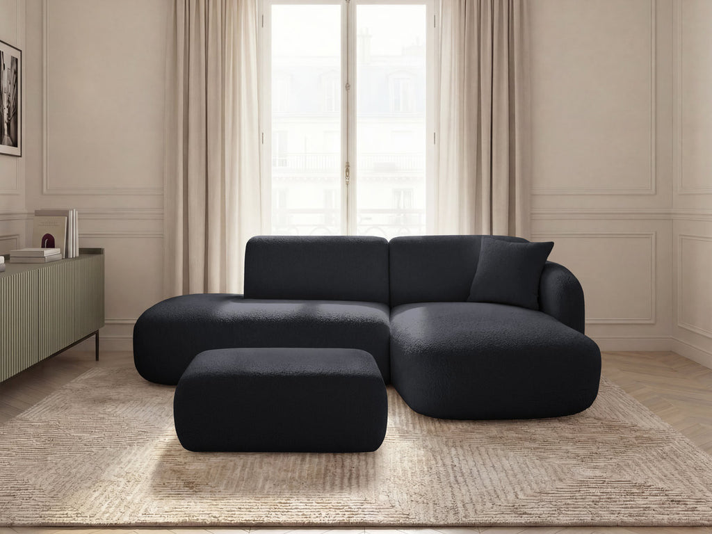 Anda - Canapé D'Angle Fixe Modulable Avec 1 Méridienne, 1 Chauffeuse Bout De Canapé Et 1 Pouf - Angle Droit