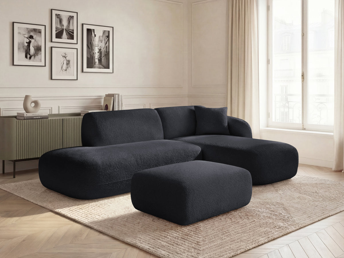 Anda - Canapé D'Angle Fixe Modulable Avec 1 Méridienne, 1 Chauffeuse Bout De Canapé Et 1 Pouf - Angle Droit