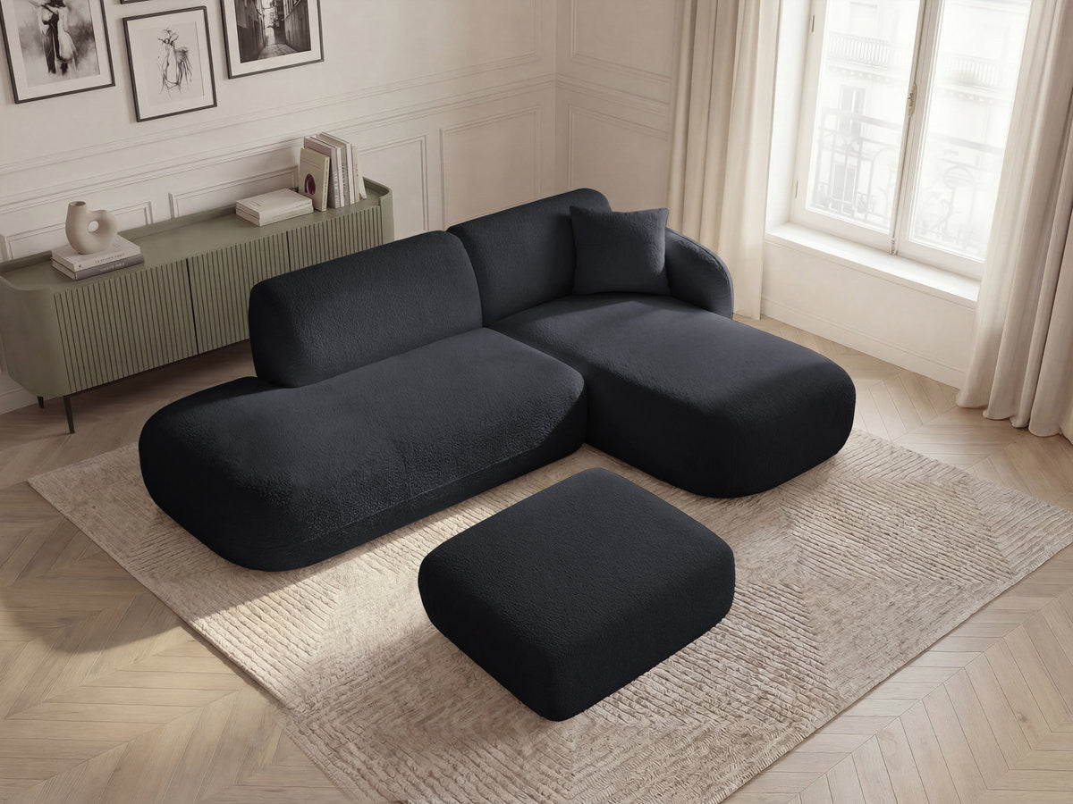 Anda - Canapé D'Angle Fixe Modulable Avec 1 Méridienne, 1 Chauffeuse Bout De Canapé Et 1 Pouf - Angle Droit