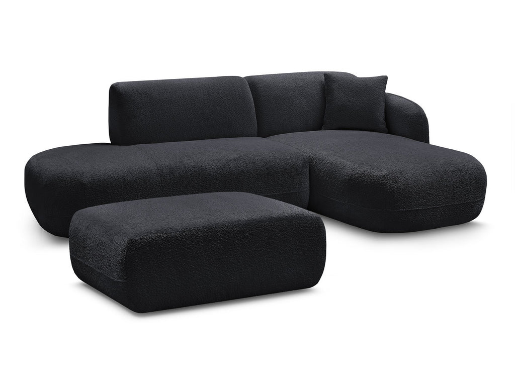 Anda - Canapé D'Angle Fixe Modulable Avec 1 Méridienne, 1 Chauffeuse Bout De Canapé Et 1 Pouf - Angle Droit