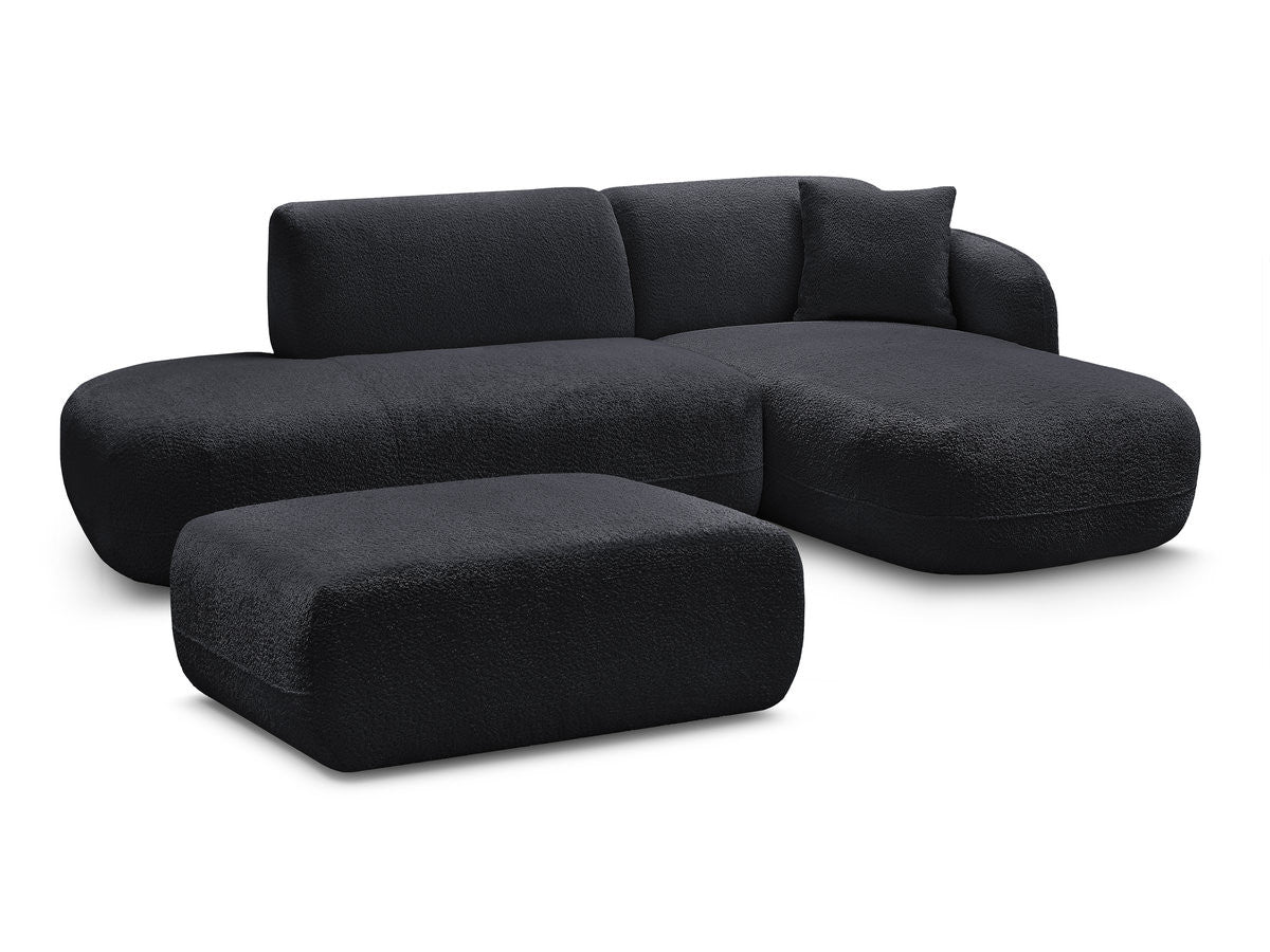 Anda - Canapé D'Angle Fixe Modulable Avec 1 Méridienne, 1 Chauffeuse Bout De Canapé Et 1 Pouf - Angle Droit