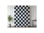 Gaelle - Tapis Poils Ras - Motif Damier - Bleu