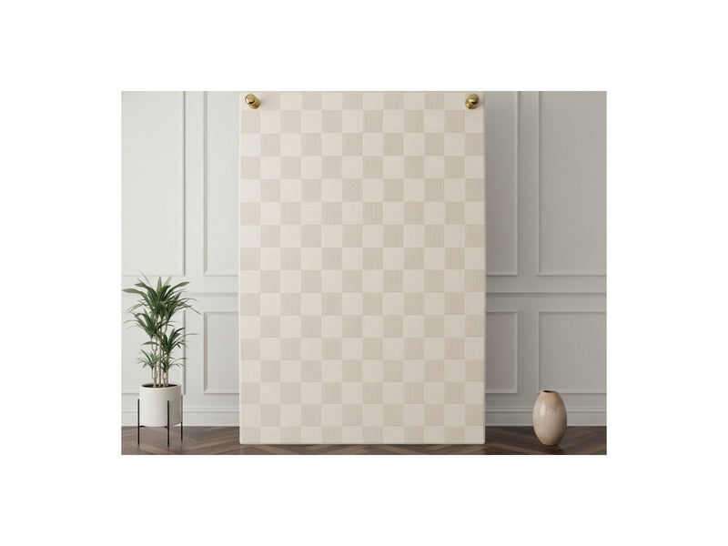 Tapis Poils Ras - Gabrielle - Motif Damier - Blanc