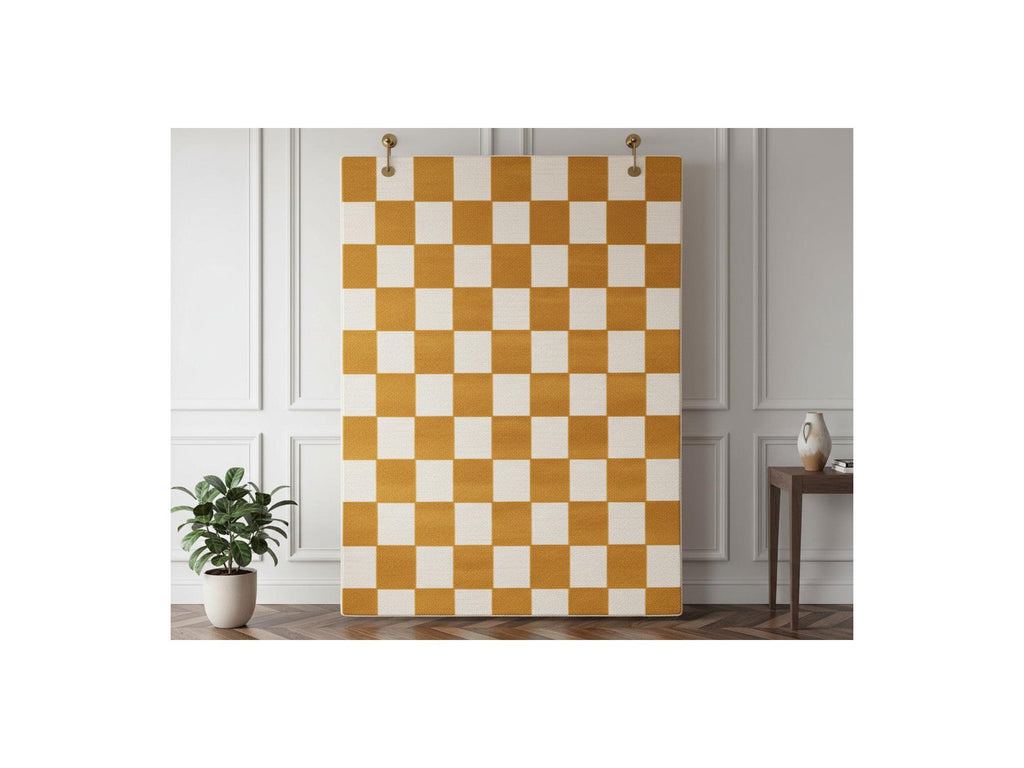 Gaelle - Low-Pile Rug - Checkerboard Pattern - Yellow