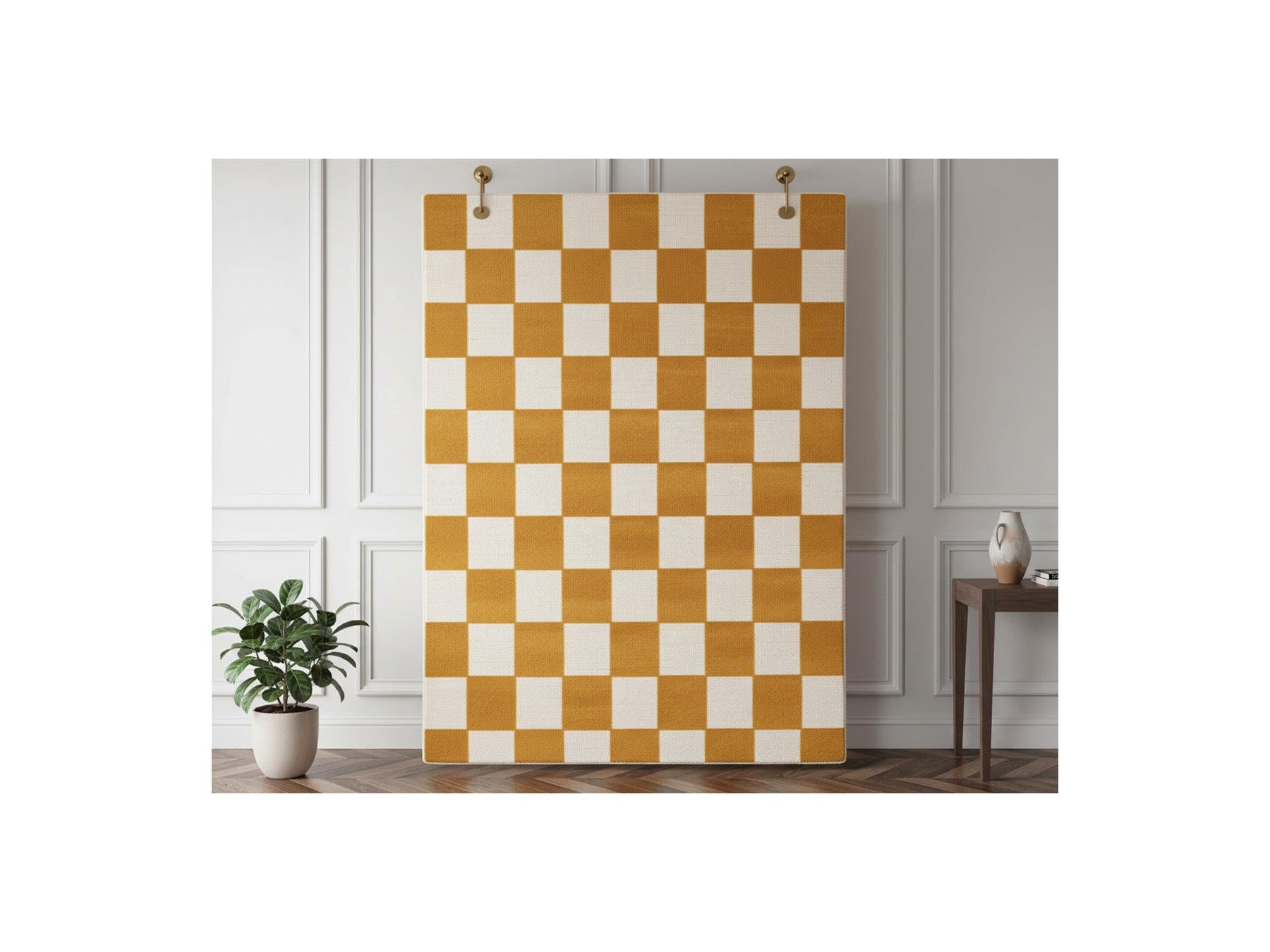 Gaelle - Low-Pile Rug - Checkerboard Pattern - Yellow