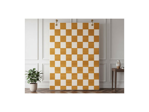 Tapis Poils Ras - Gaelle - Motif Damier - Jaune