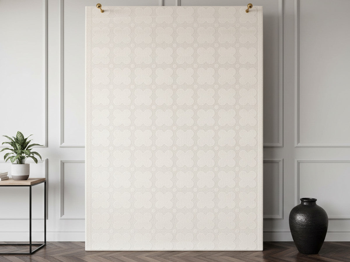 Owen - Tapis Poils Ras Motif Abstrait - Blanc