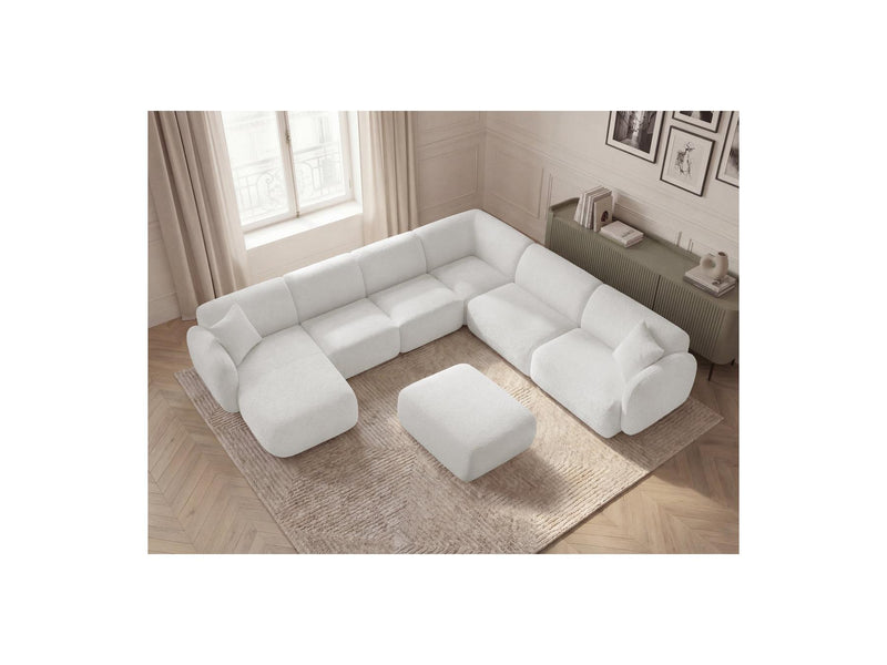 Anda - Sofá panorámico modular fijo - Con 4 sillas bajas, 1 chaise longue, 1 esquinero y 1 puf - Ángulo recto