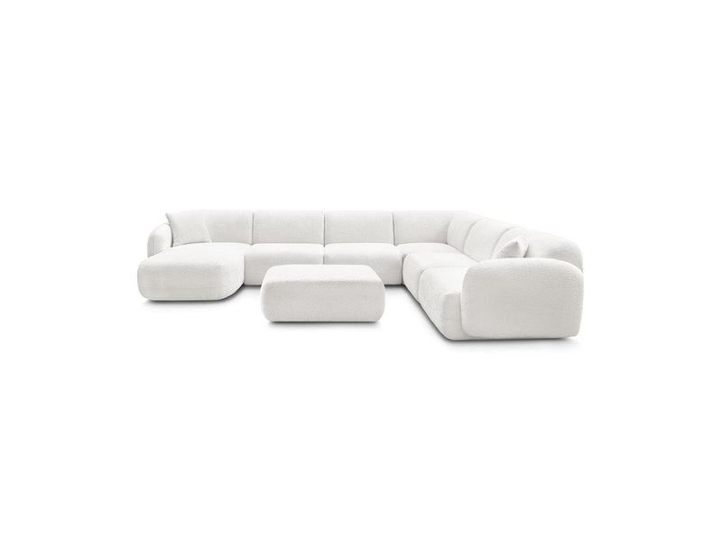 Anda - Sofá panorámico modular fijo - Con 4 sillas bajas, 1 chaise longue, 1 esquinero y 1 puf - Ángulo recto