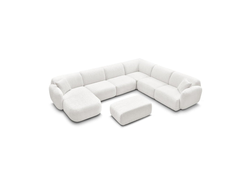 Anda - Sofá panorámico modular fijo - Con 4 sillas bajas, 1 chaise longue, 1 esquinero y 1 puf - Ángulo recto