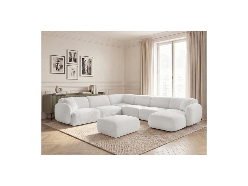 Anda - Canapé Panoramique Fixe Modulable - Avec 4 Chauffeuses, 1 Méridienne, 1 Angle Et 1 Pouf - Angle Gauche