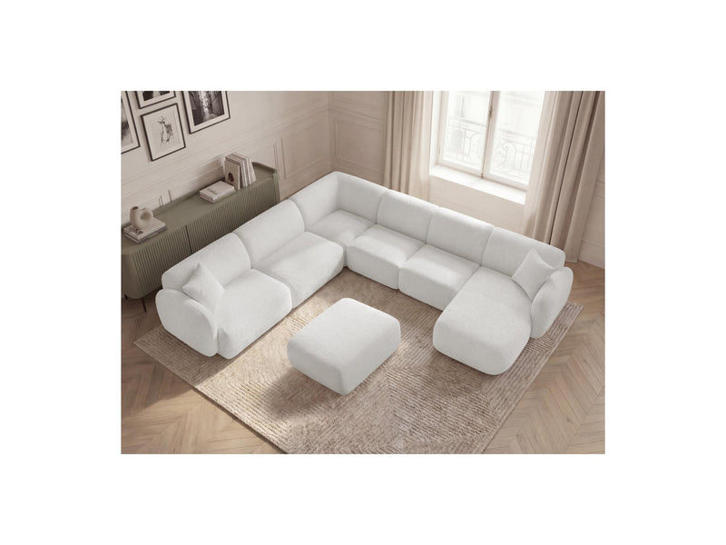 Anda - Canapé Panoramique Fixe Modulable - Avec 4 Chauffeuses, 1 Méridienne, 1 Angle Et 1 Pouf - Angle Gauche