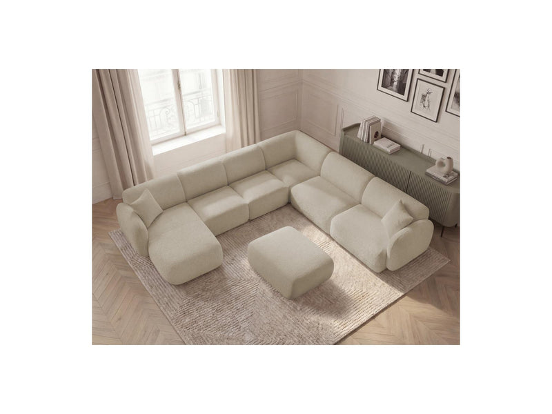Anda - Sofá panorámico modular fijo - Con 4 sillas bajas, 1 chaise longue, 1 esquinero y 1 puf - Ángulo recto