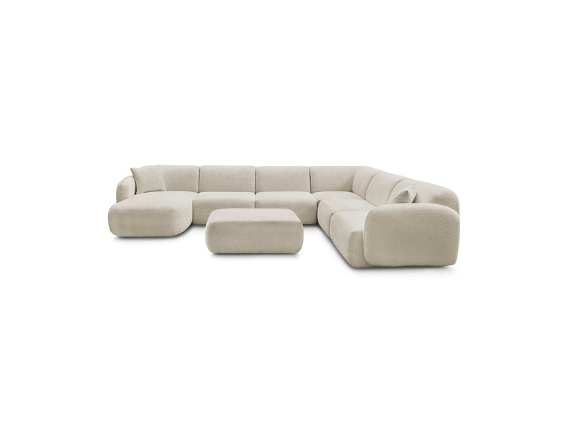 Anda - Sofá panorámico modular fijo - Con 4 sillas bajas, 1 chaise longue, 1 esquinero y 1 puf - Ángulo recto