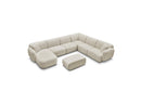 Anda - Sofá panorámico modular fijo - Con 4 sillas bajas, 1 chaise longue, 1 esquinero y 1 puf - Ángulo recto