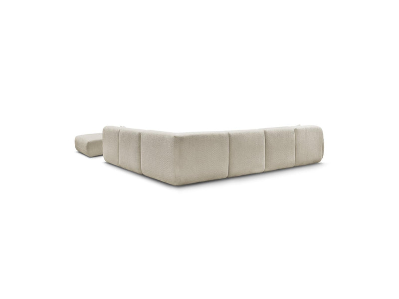 Anda - Sofá panorámico modular fijo - Con 4 sillas bajas, 1 chaise longue, 1 esquinero y 1 puf - Ángulo recto