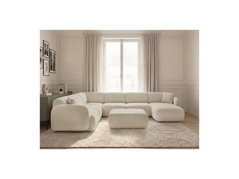 Anda - Canapé Panoramique Fixe Modulable - Avec 4 Chauffeuses, 1 Méridienne, 1 Angle Et 1 Pouf - Angle Gauche