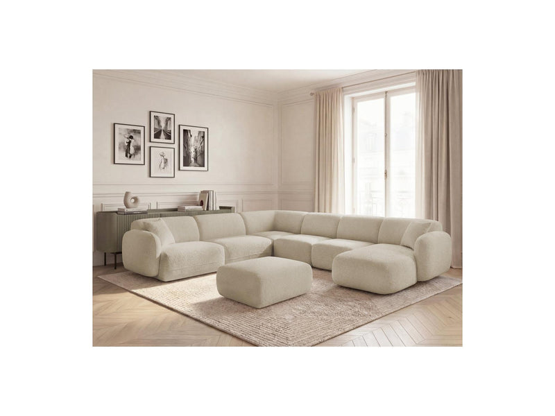 Anda - Canapé Panoramique Fixe Modulable - Avec 4 Chauffeuses, 1 Méridienne, 1 Angle Et 1 Pouf - Angle Gauche