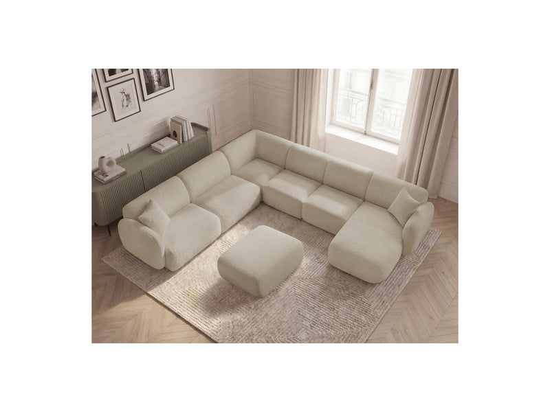 Anda - Canapé Panoramique Fixe Modulable - Avec 4 Chauffeuses, 1 Méridienne, 1 Angle Et 1 Pouf - Angle Gauche