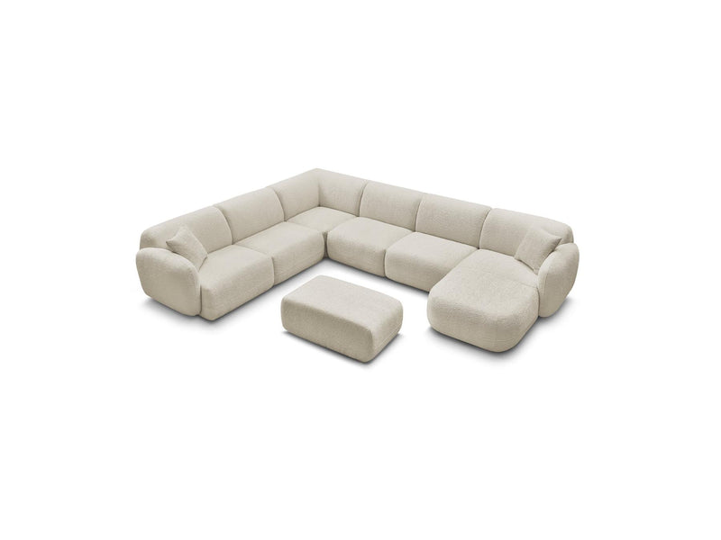 Anda - Canapé Panoramique Fixe Modulable - Avec 4 Chauffeuses, 1 Méridienne, 1 Angle Et 1 Pouf - Angle Gauche