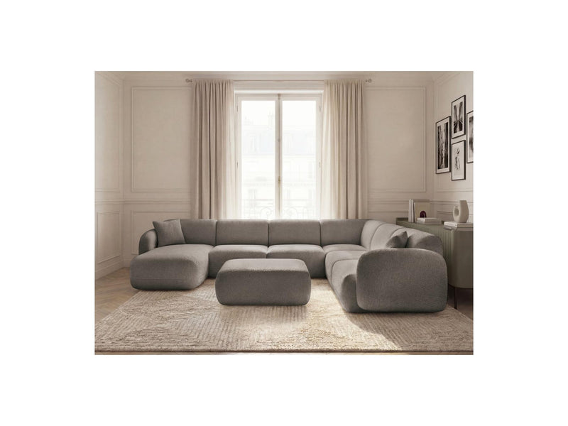 Anda - Sofá panorámico modular fijo - Con 4 sillas bajas, 1 chaise longue, 1 esquinero y 1 puf - Ángulo recto
