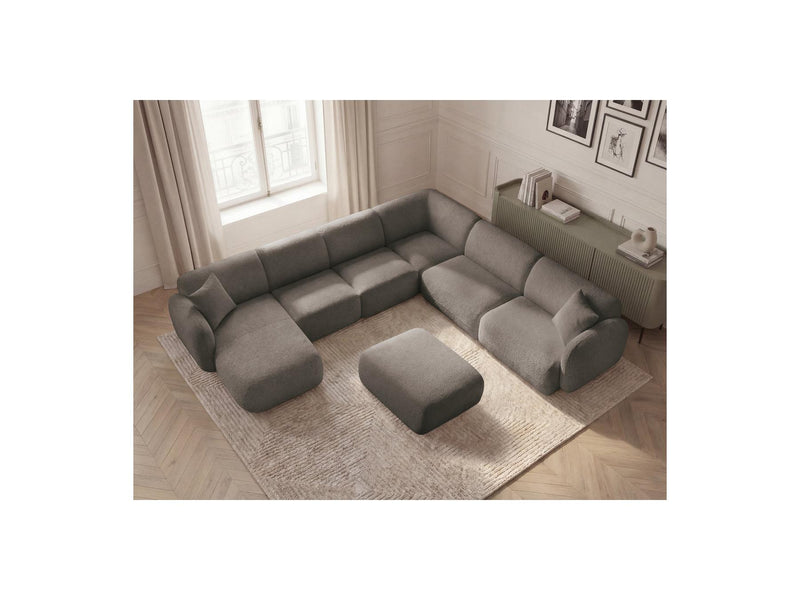 Anda - Sofá panorámico modular fijo - Con 4 sillas bajas, 1 chaise longue, 1 esquinero y 1 puf - Ángulo recto