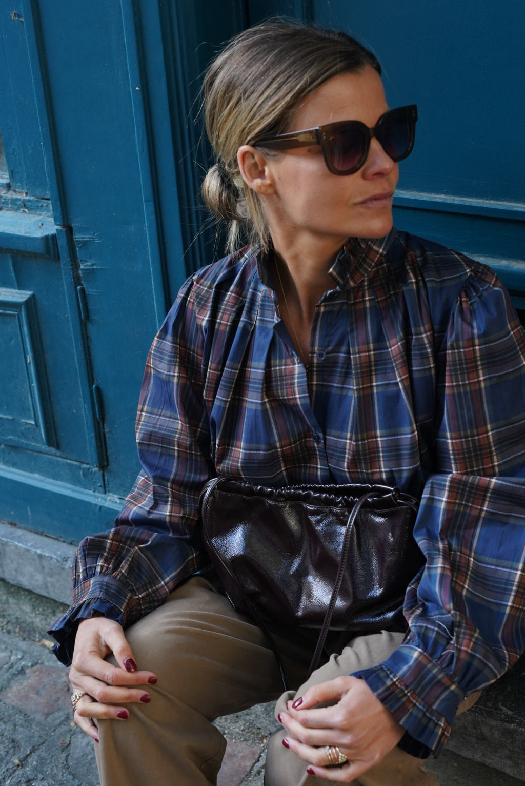 Elisabeth Navy Check Shirt