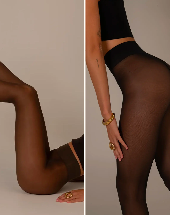 Collant Semi-Transparent 40D - Pack De 2 - Noir/Marron