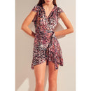 Suncoo - Vestido cruzado - Rosa viejo y negro