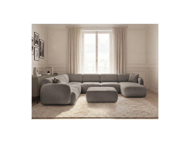 Anda - Canapé Panoramique Fixe Modulable - Avec 4 Chauffeuses, 1 Méridienne, 1 Angle Et 1 Pouf - Angle Gauche