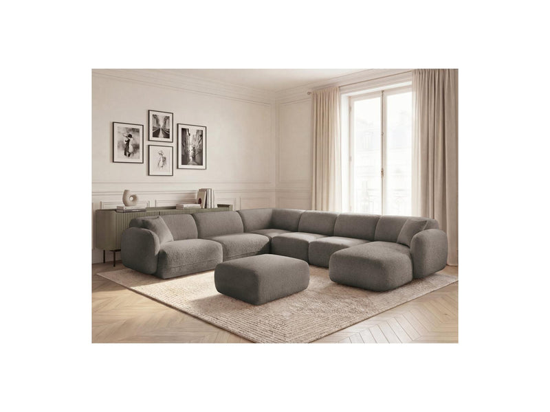 Anda - Canapé Panoramique Fixe Modulable - Avec 4 Chauffeuses, 1 Méridienne, 1 Angle Et 1 Pouf - Angle Gauche