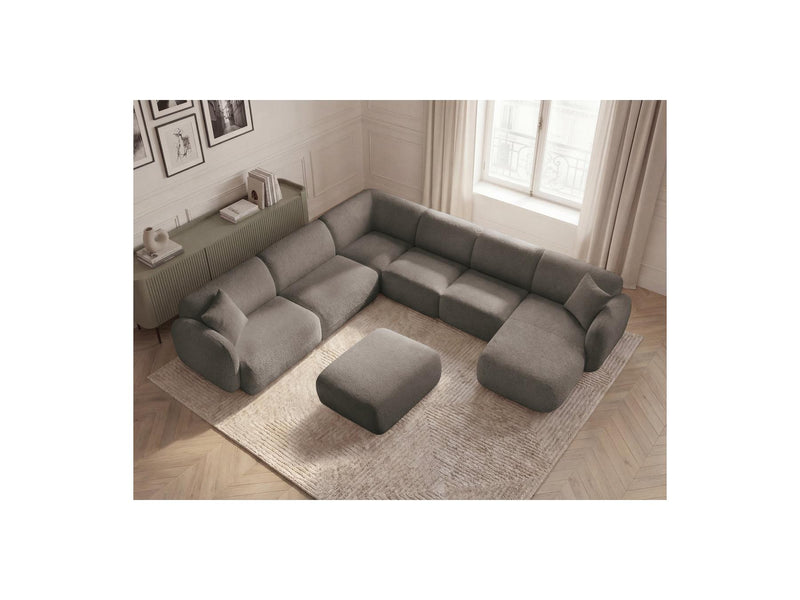 Anda - Canapé Panoramique Fixe Modulable - Avec 4 Chauffeuses, 1 Méridienne, 1 Angle Et 1 Pouf - Angle Gauche