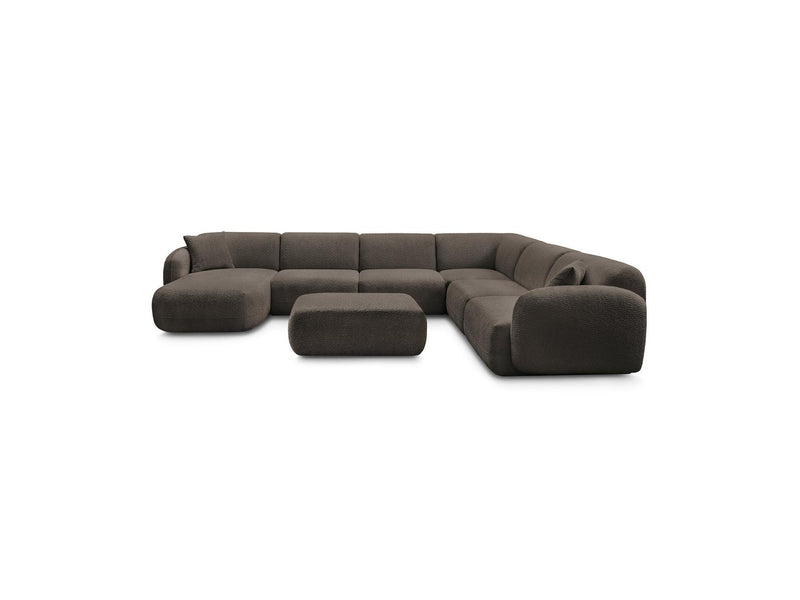 Anda - Sofá panorámico modular fijo - Con 4 sillas bajas, 1 chaise longue, 1 esquinero y 1 puf - Ángulo recto