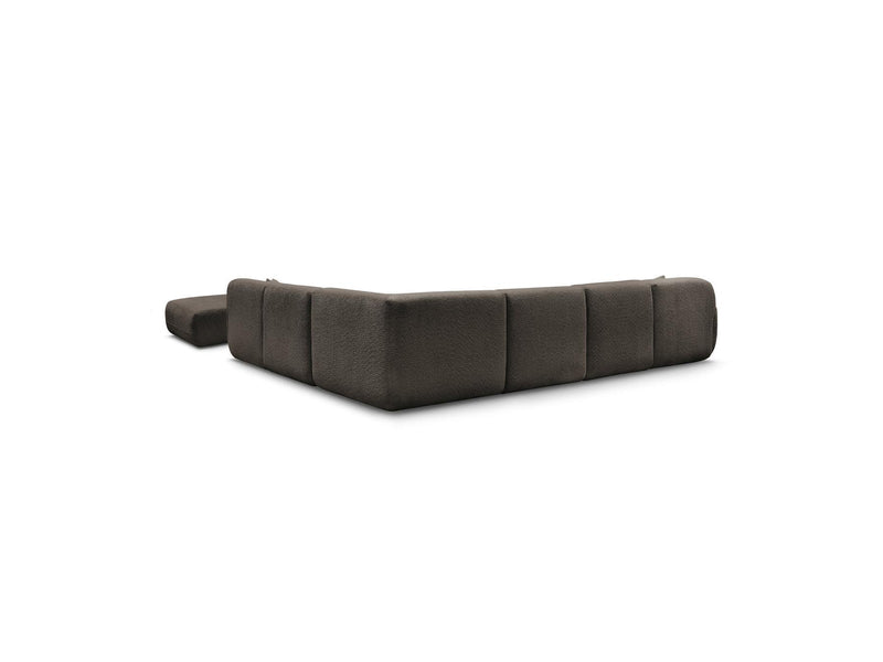 Anda - Sofá panorámico modular fijo - Con 4 sillas bajas, 1 chaise longue, 1 esquinero y 1 puf - Ángulo recto