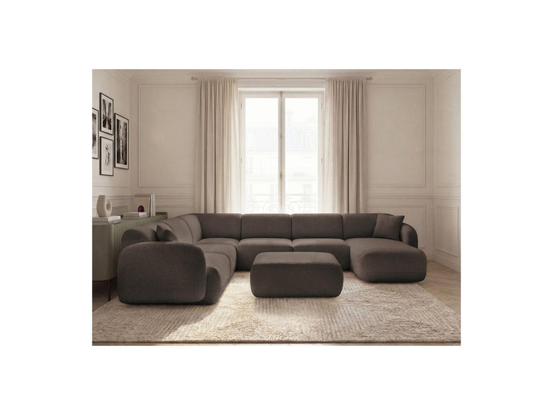 Anda - Canapé Panoramique Fixe Modulable - Avec 4 Chauffeuses, 1 Méridienne, 1 Angle Et 1 Pouf - Angle Gauche