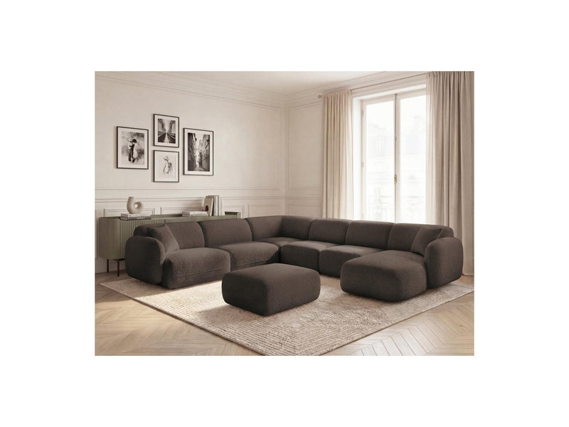 Anda - Canapé Panoramique Fixe Modulable - Avec 4 Chauffeuses, 1 Méridienne, 1 Angle Et 1 Pouf - Angle Gauche